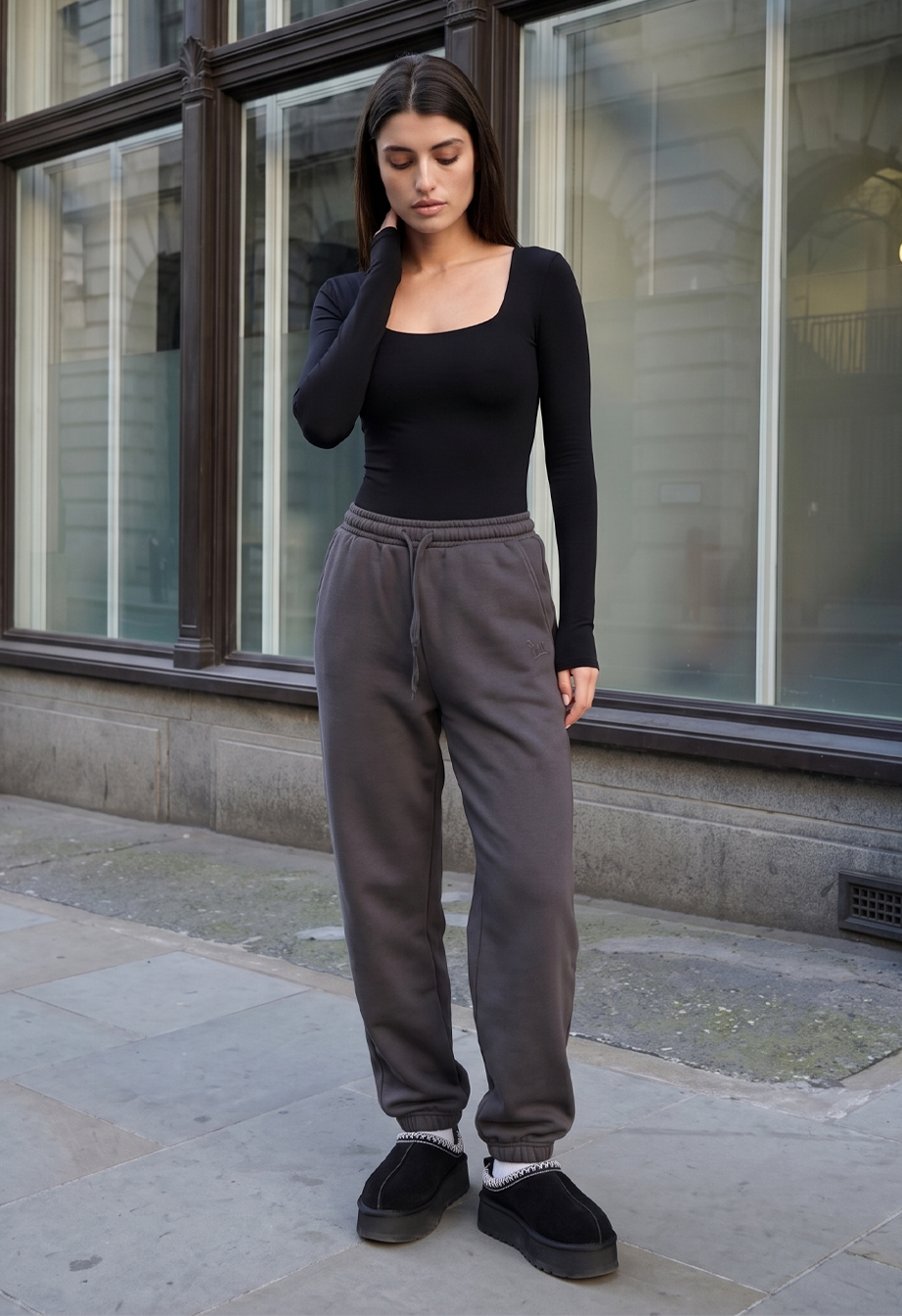 Spodnie dresowe Staff yo dark gray fleece