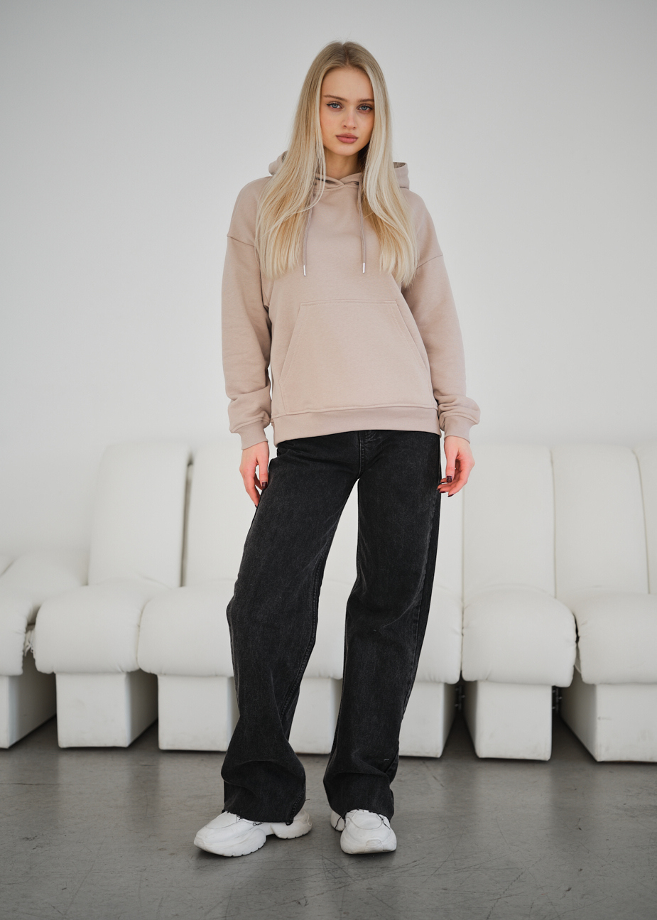 Damska bluza z kapturem Staff vin beige oversize