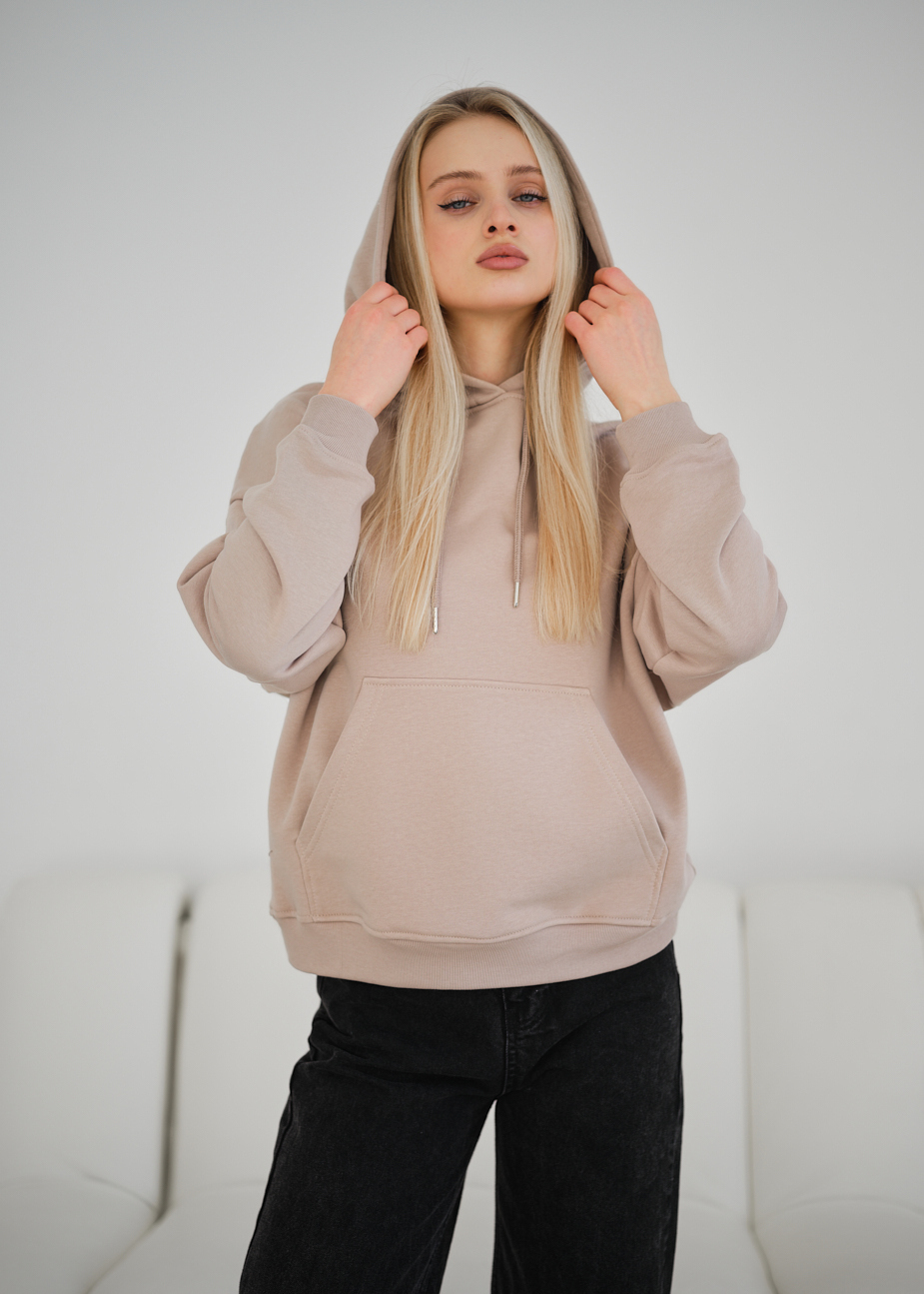 Damska bluza z kapturem Staff vin beige oversize