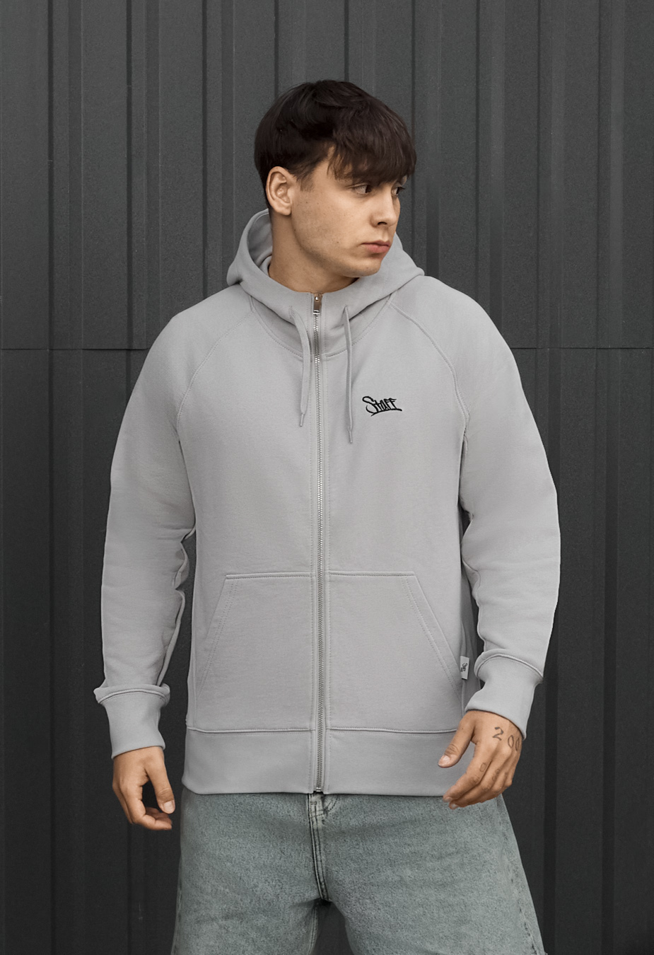 Bluza Staff light gray logo zip