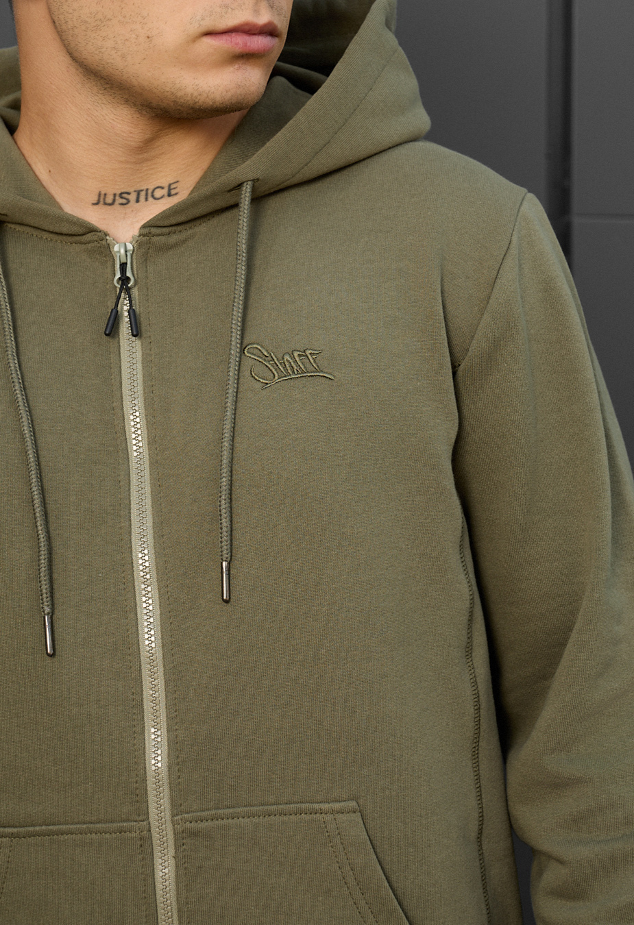 Bluza Staff zip khaki logo