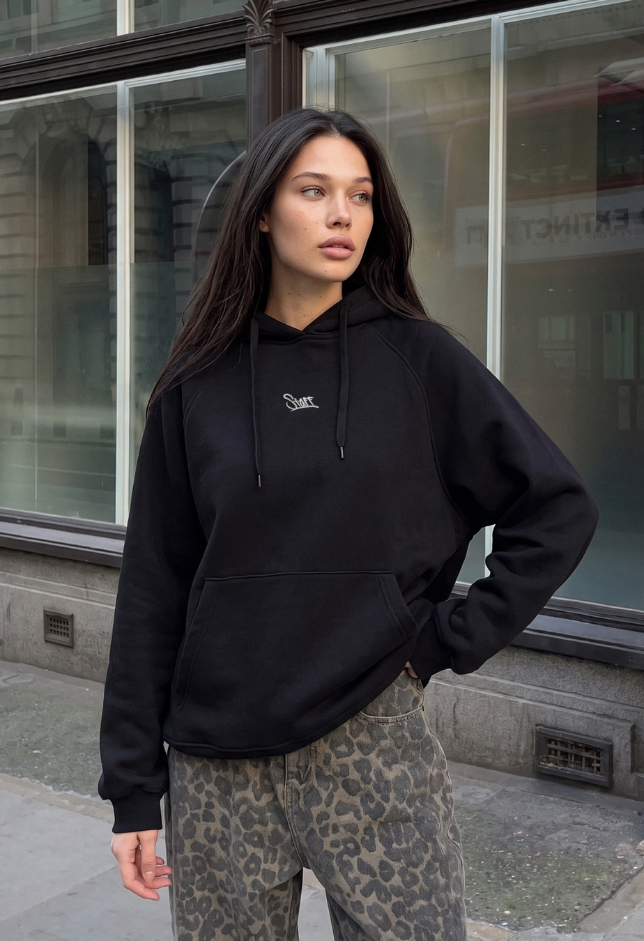 Bluza Staff amu black oversize fleece