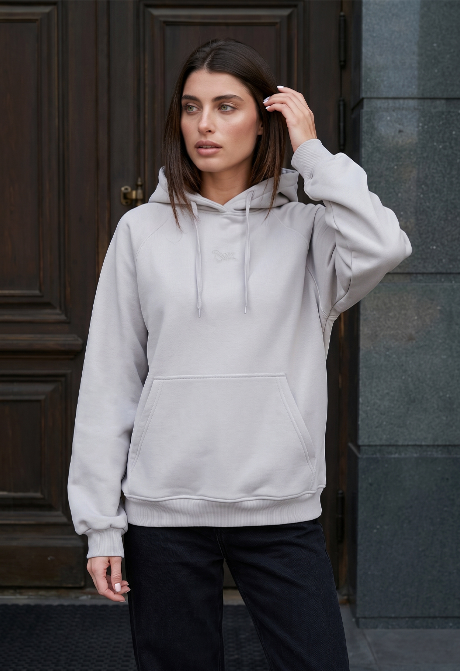 Bluza Staff amu light gray oversize fleece