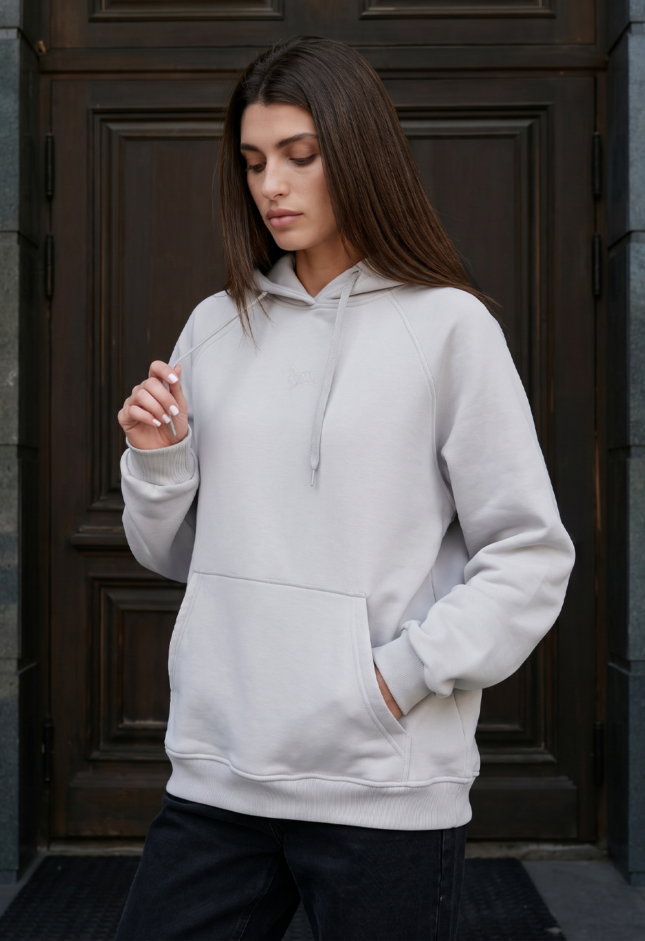 Bluza Staff amu light gray oversize fleece