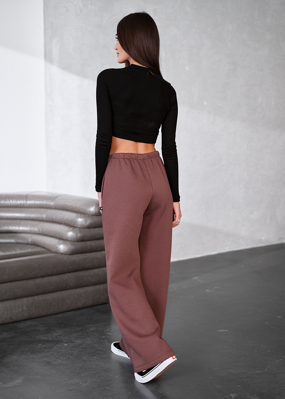 Spodnie Staff pat brown fleece