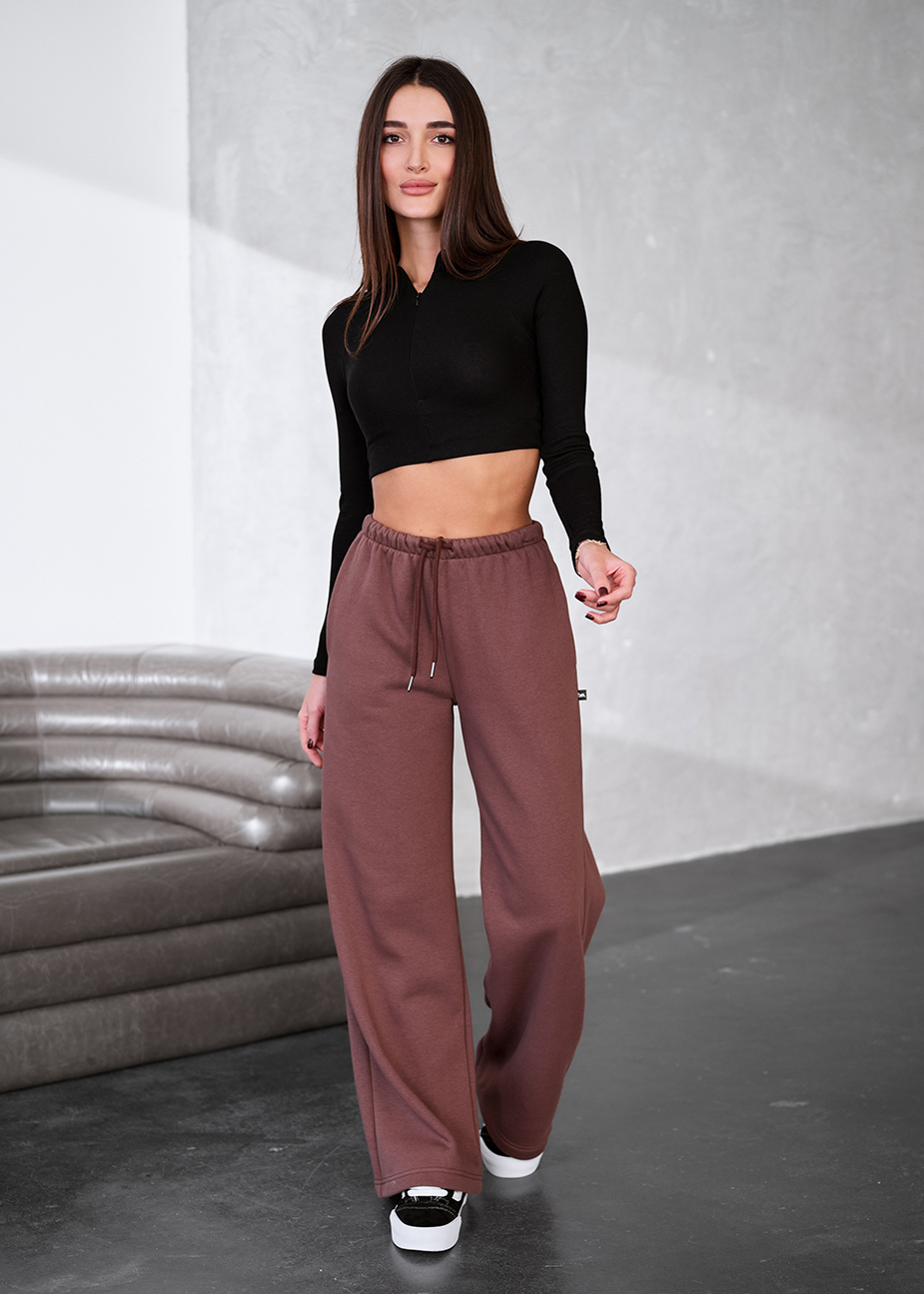 Spodnie Staff pat brown fleece