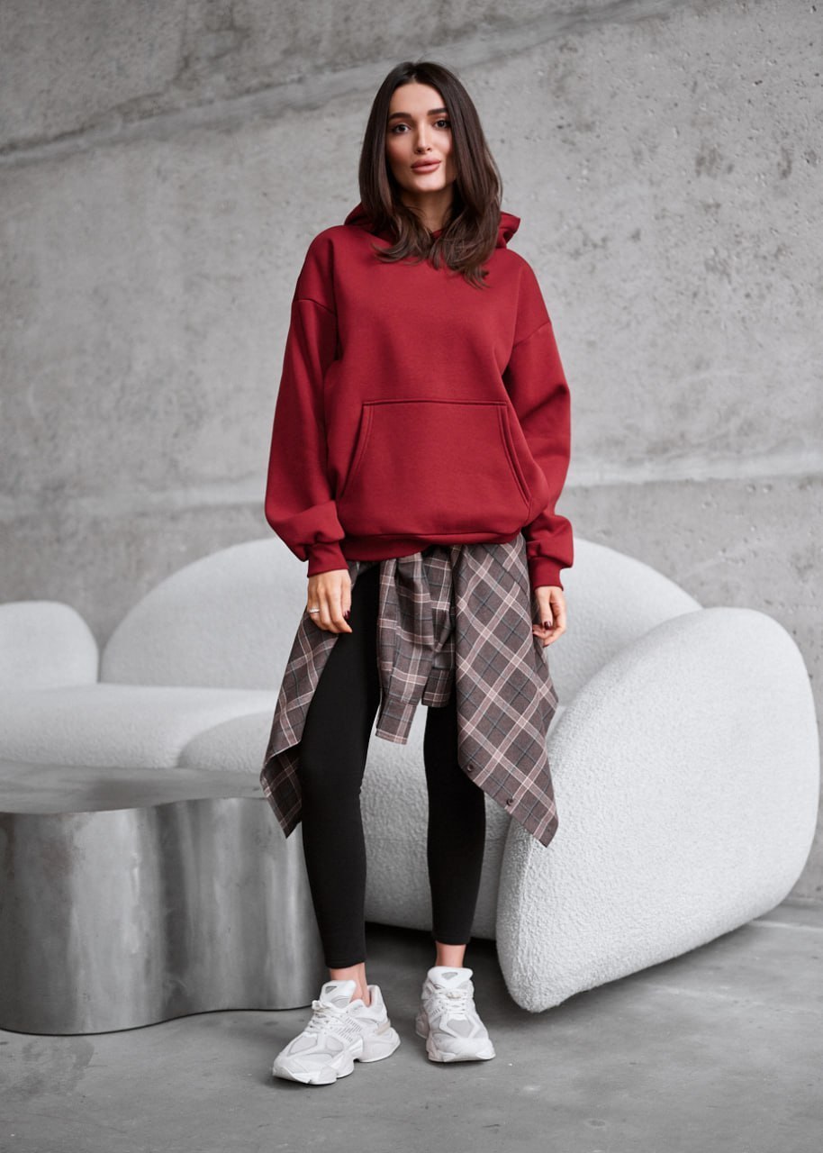 Bluza Staff bordo oversize fleece