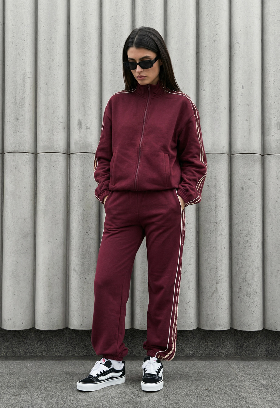 Dres Staff ine zip bordo oversize