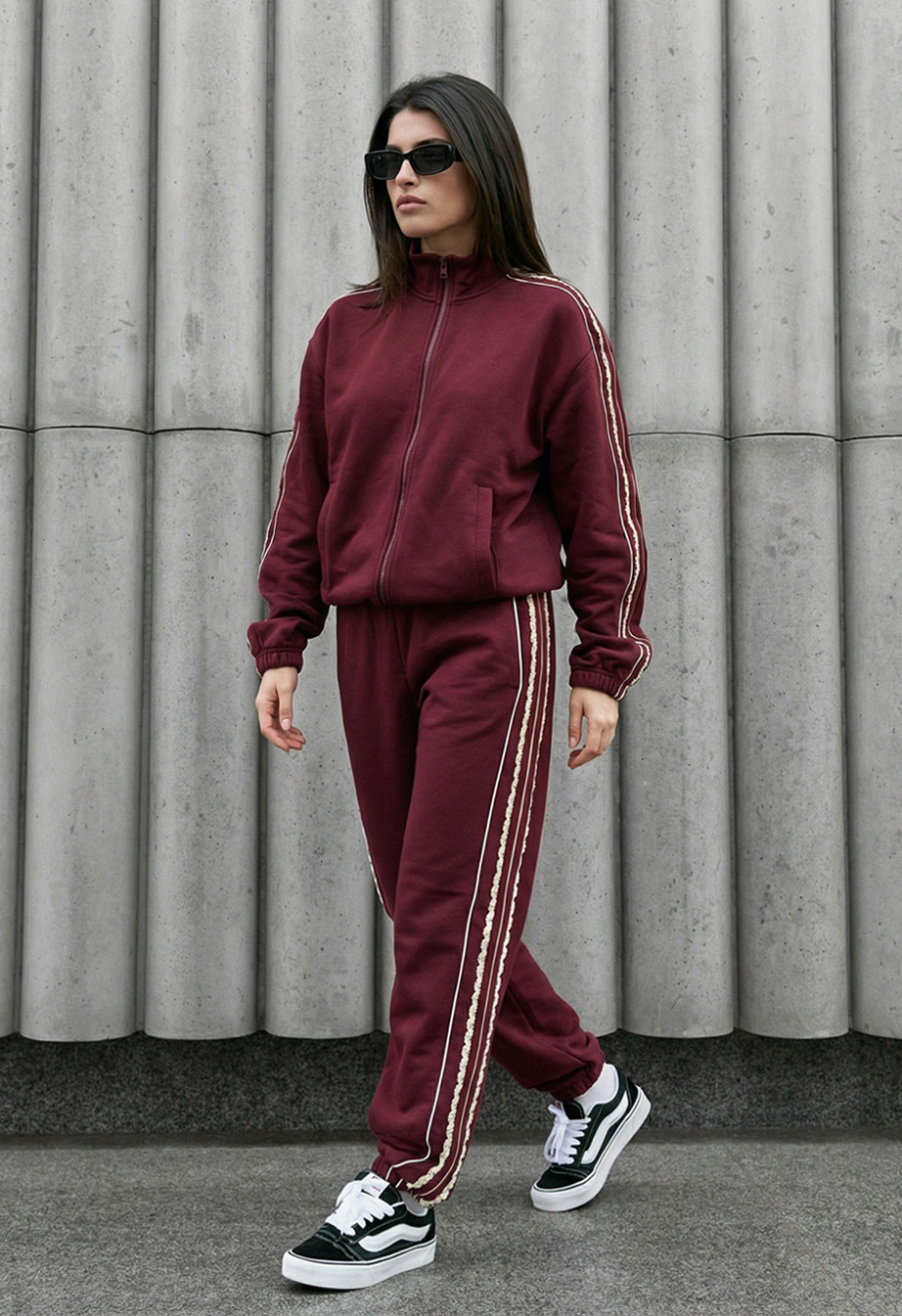 Dres Staff ine zip bordo oversize