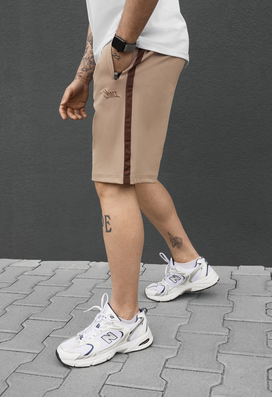 Spodenki Staff til logo beige & brown