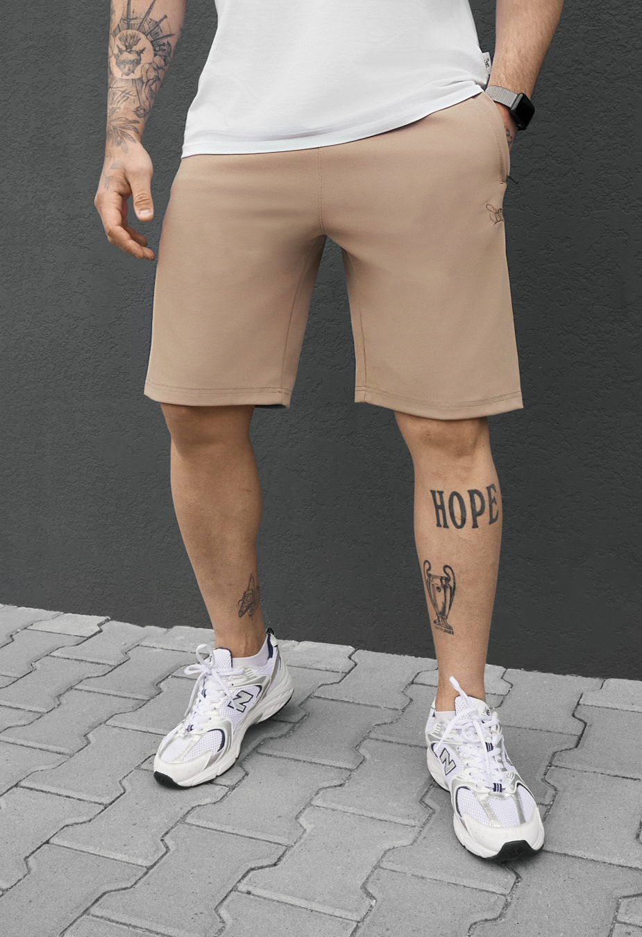 Spodenki Staff til logo beige & brown
