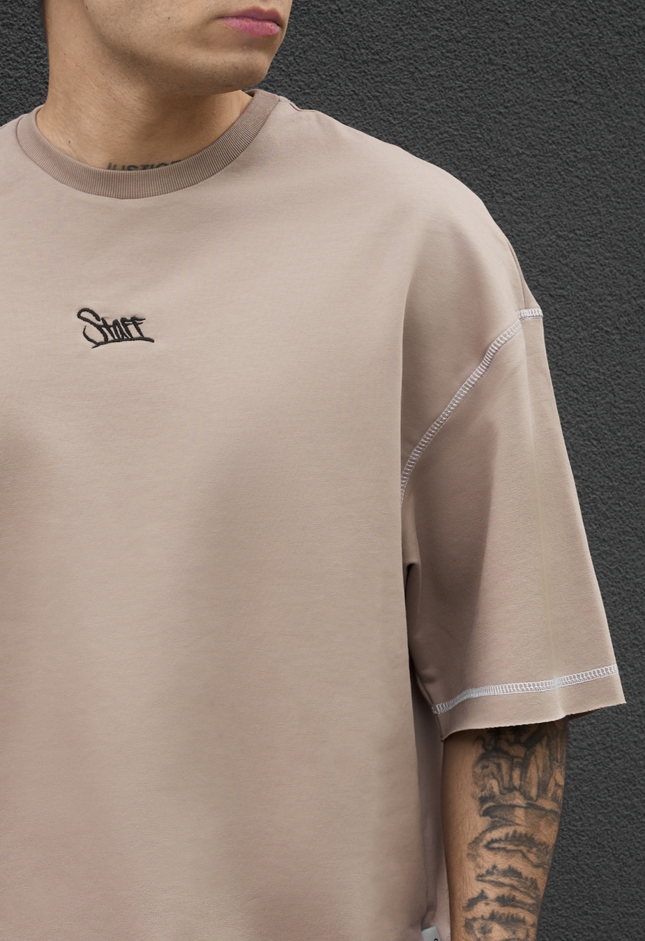 Komplet koszulka + spodenki Staff dark beige logo lio oversize