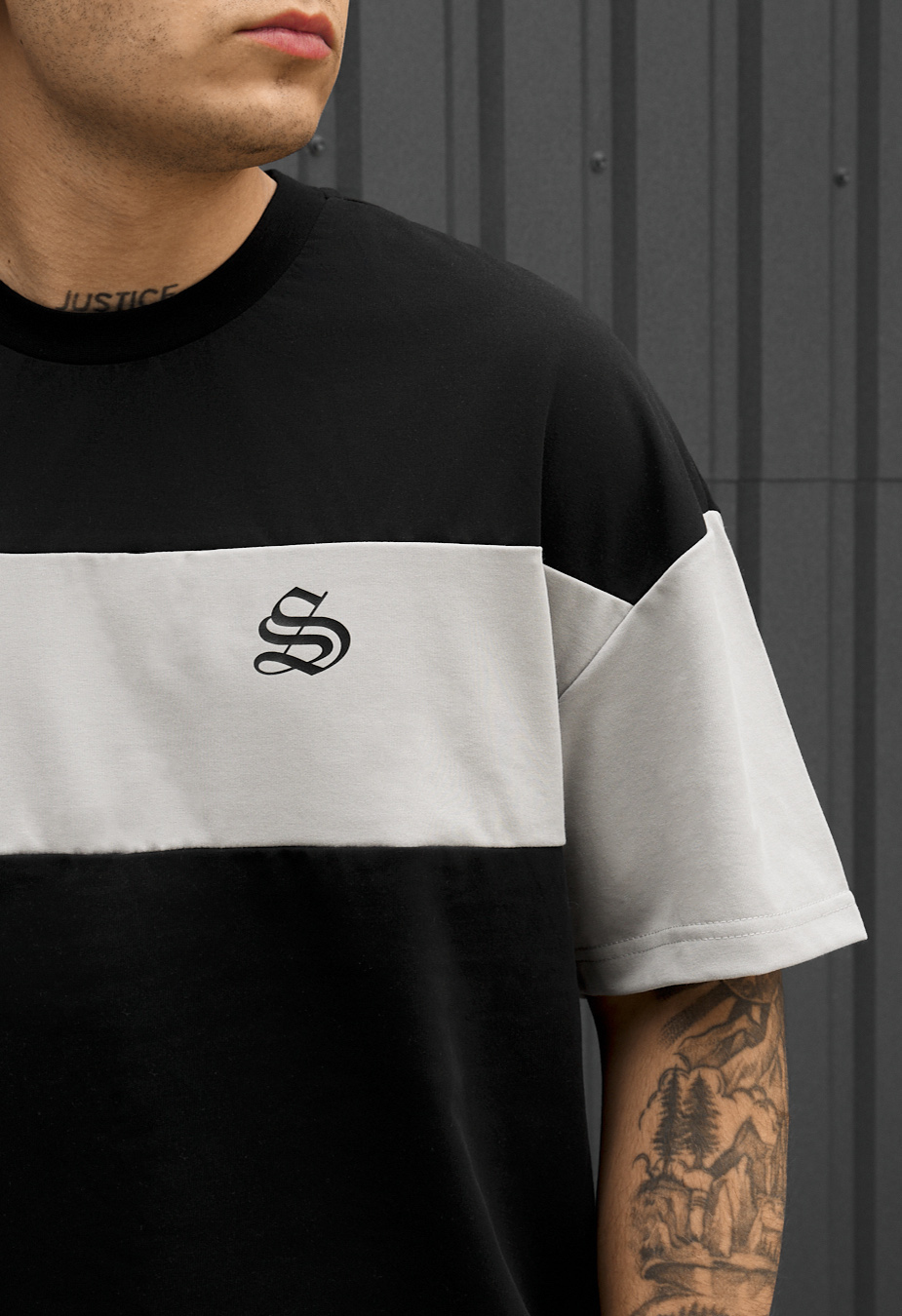 Komplet koszulka + spodenki Staff ft black & light gray oversize