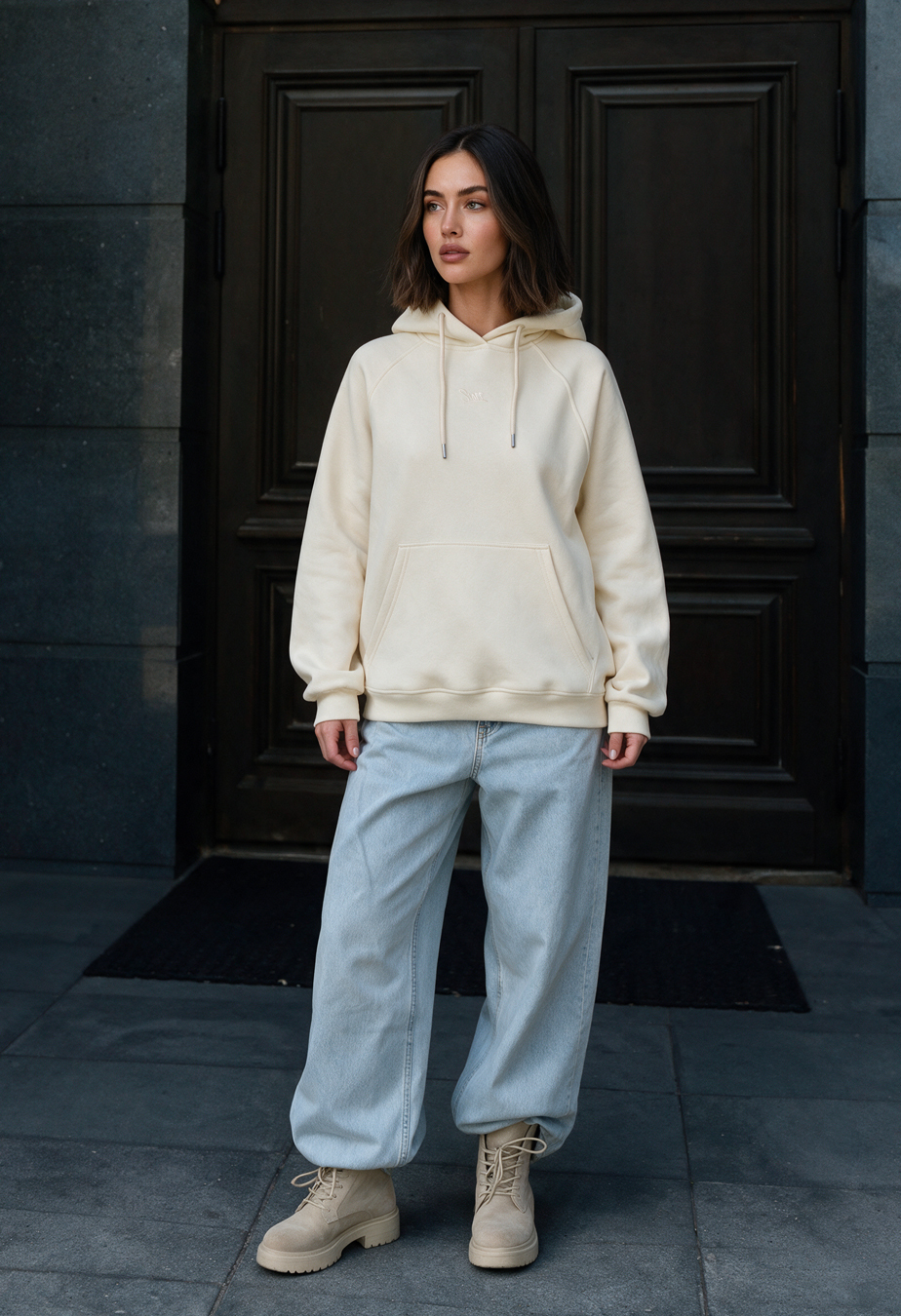 Bluza Staff amu milk logo oversize fleece