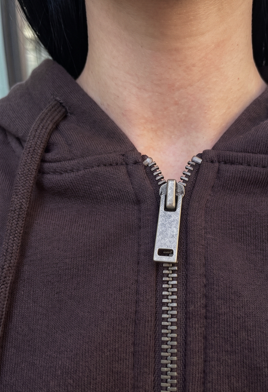 Dres Staff zip logo brown oversize fleece