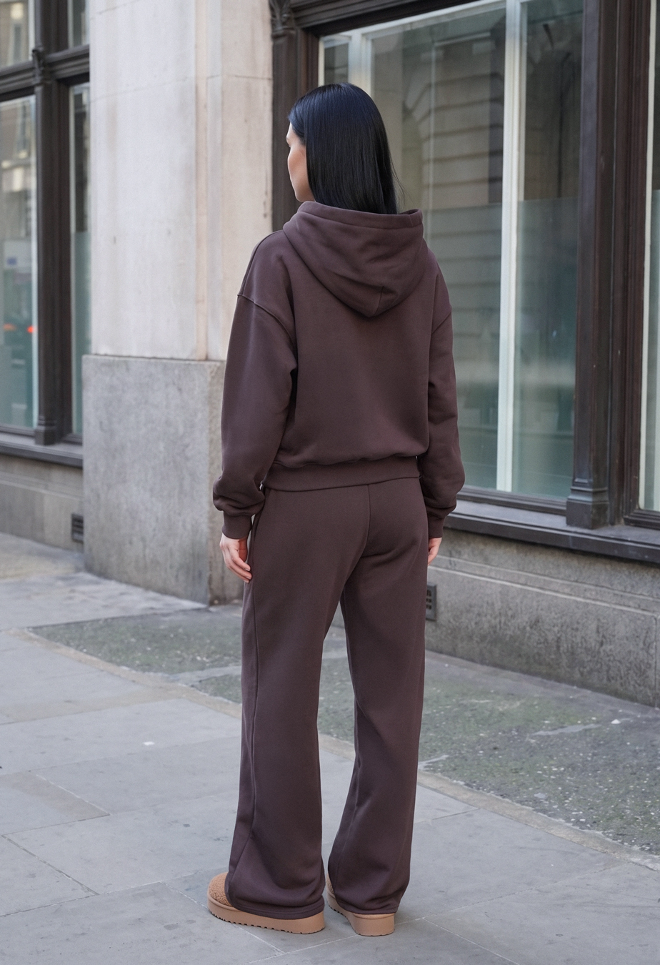 Dres Staff zip logo brown oversize fleece