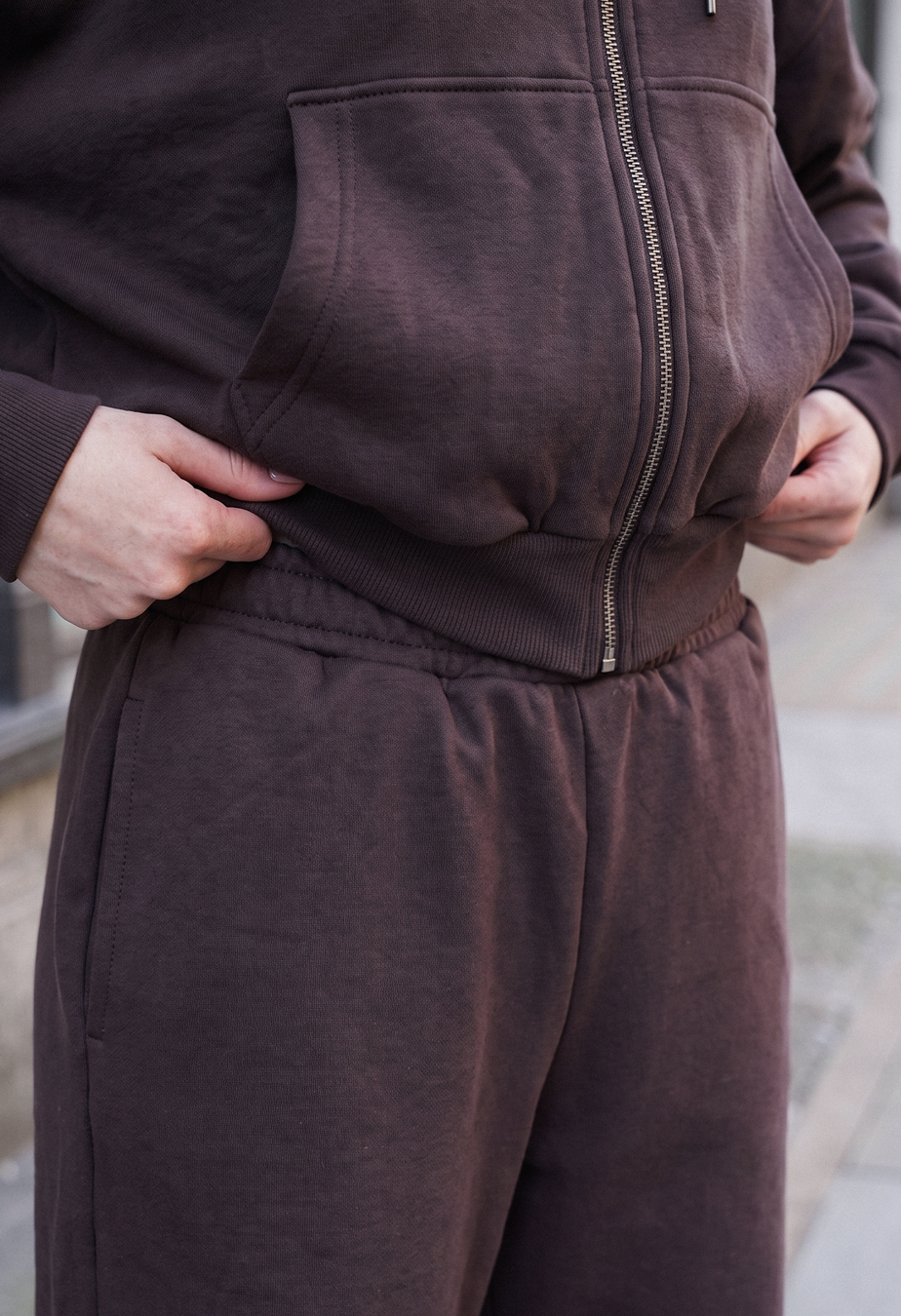 Dres Staff zip logo brown oversize fleece