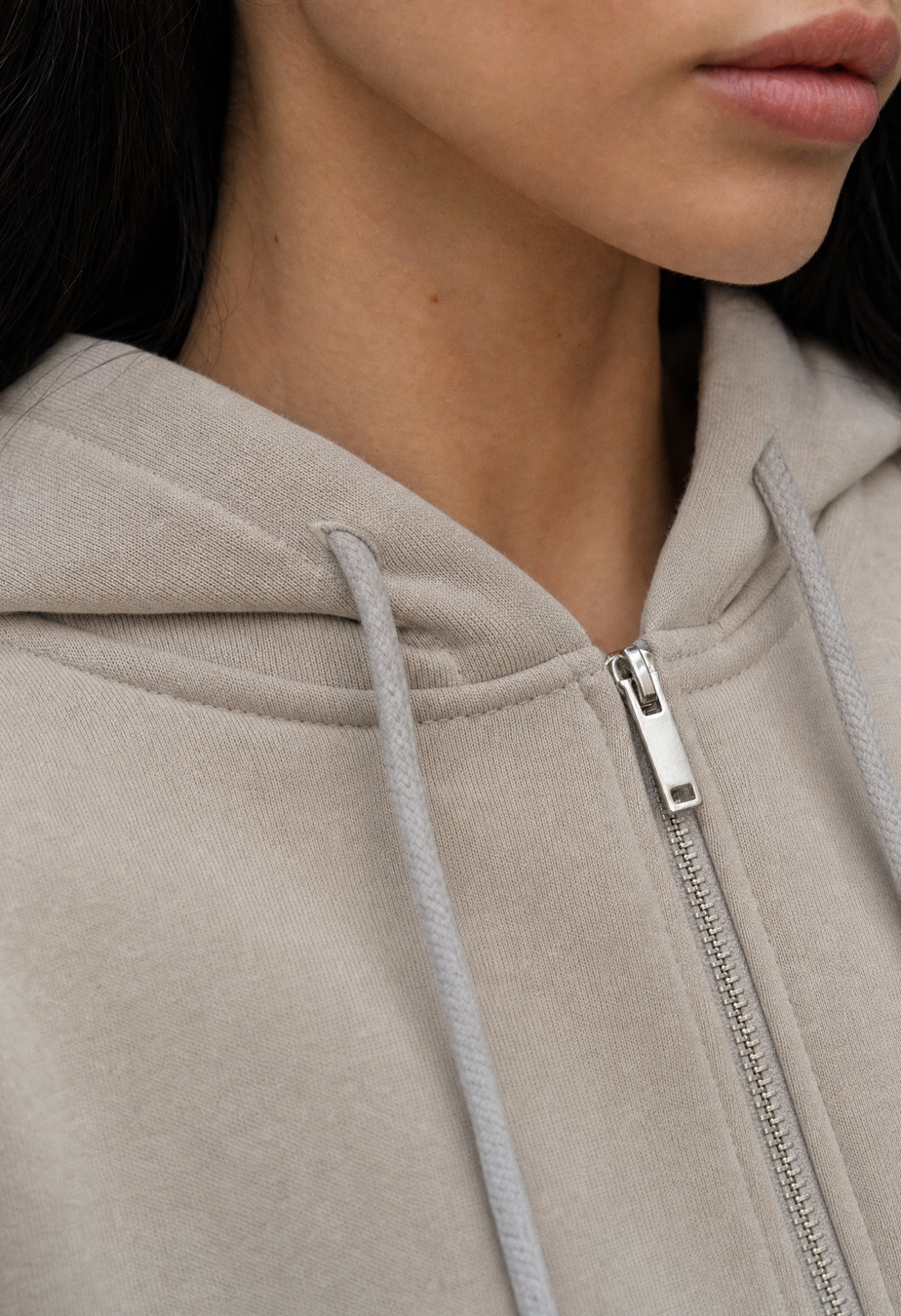 Dres Staff zip logo light beige oversize fleece