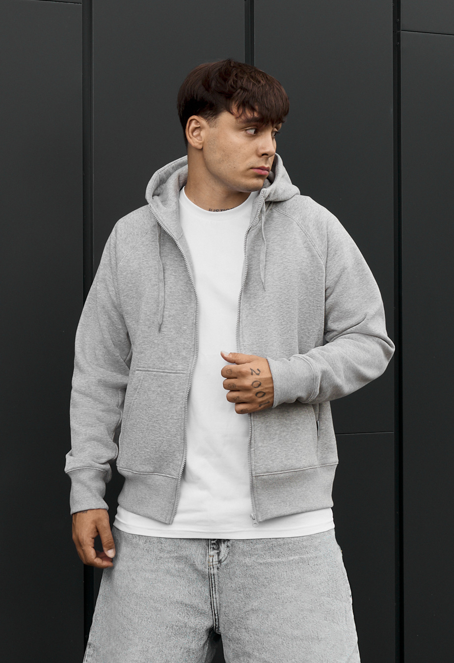 Bluza Staff light gray melange zip fleece