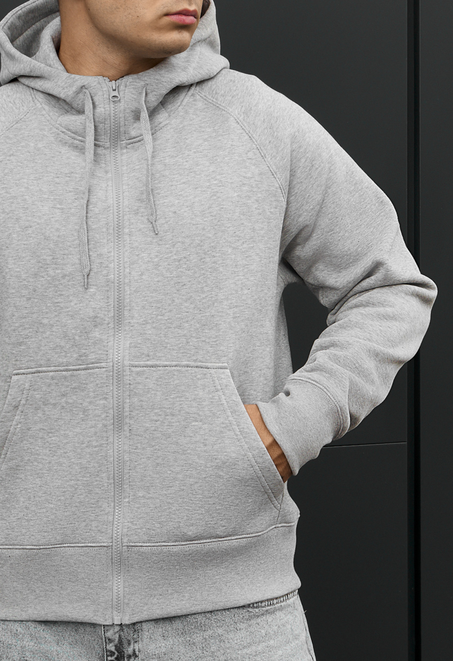 Bluza Staff light gray melange zip fleece