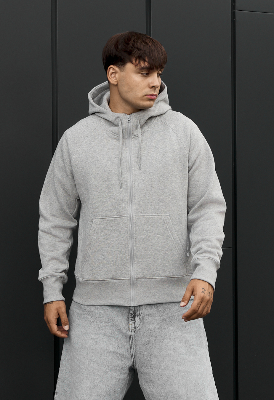 Bluza Staff light gray melange zip fleece