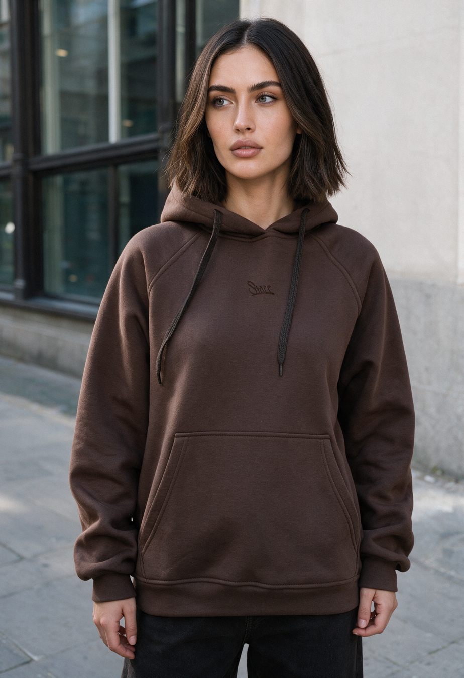 Bluza Staff amu brown logo oversize fleece