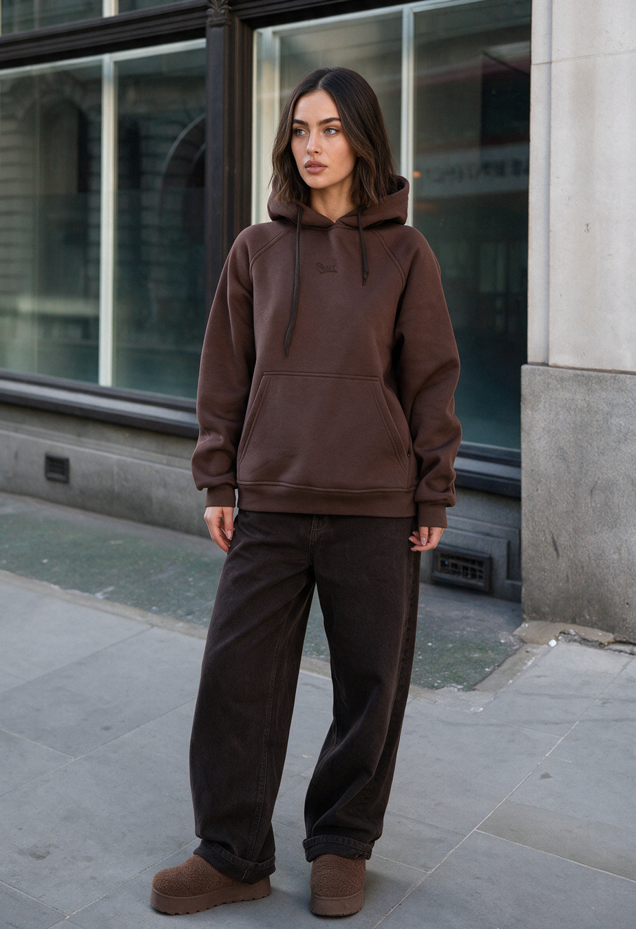 Bluza Staff amu brown logo oversize fleece