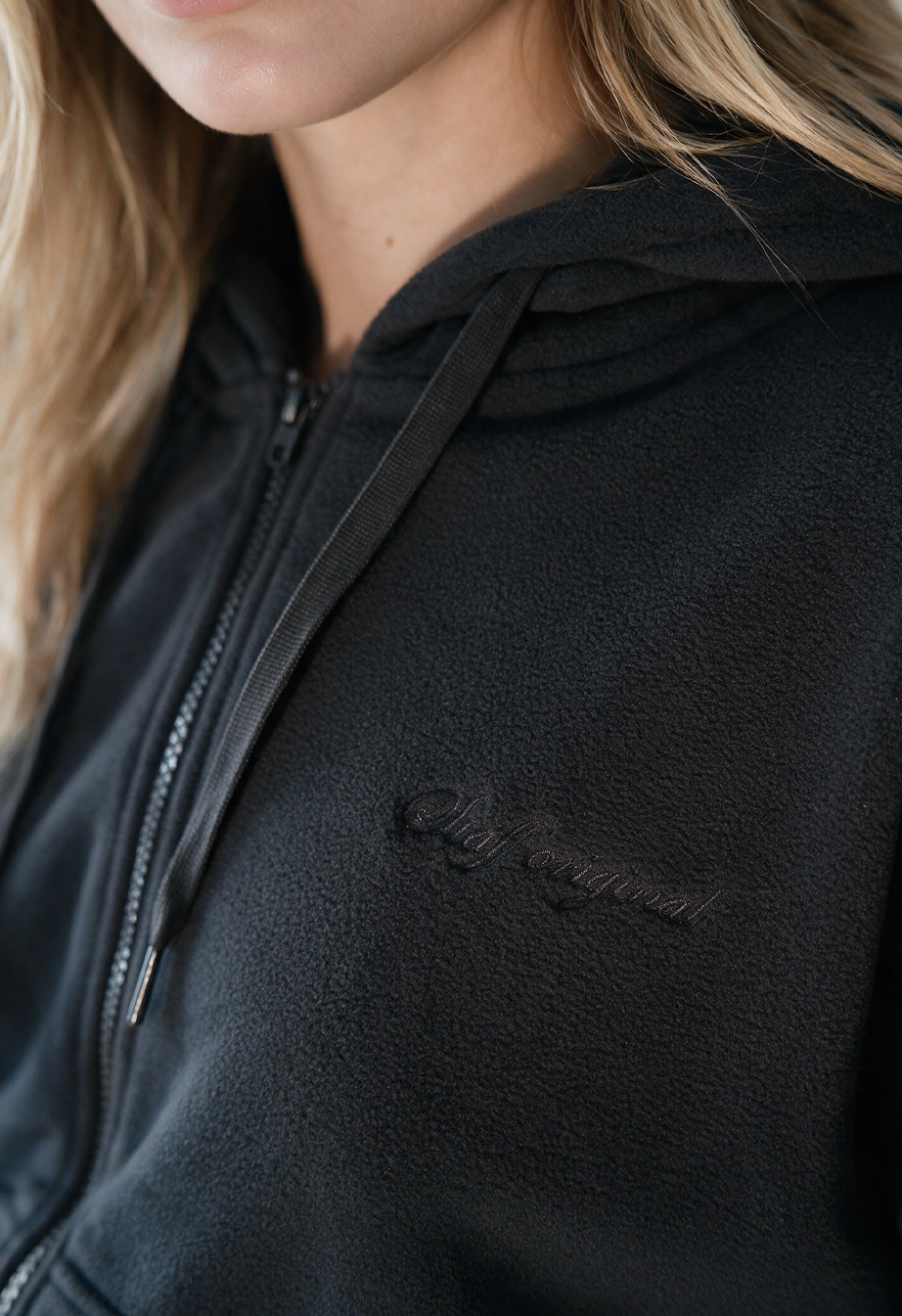 Dres Staff zip logo dark gray oversize fleece