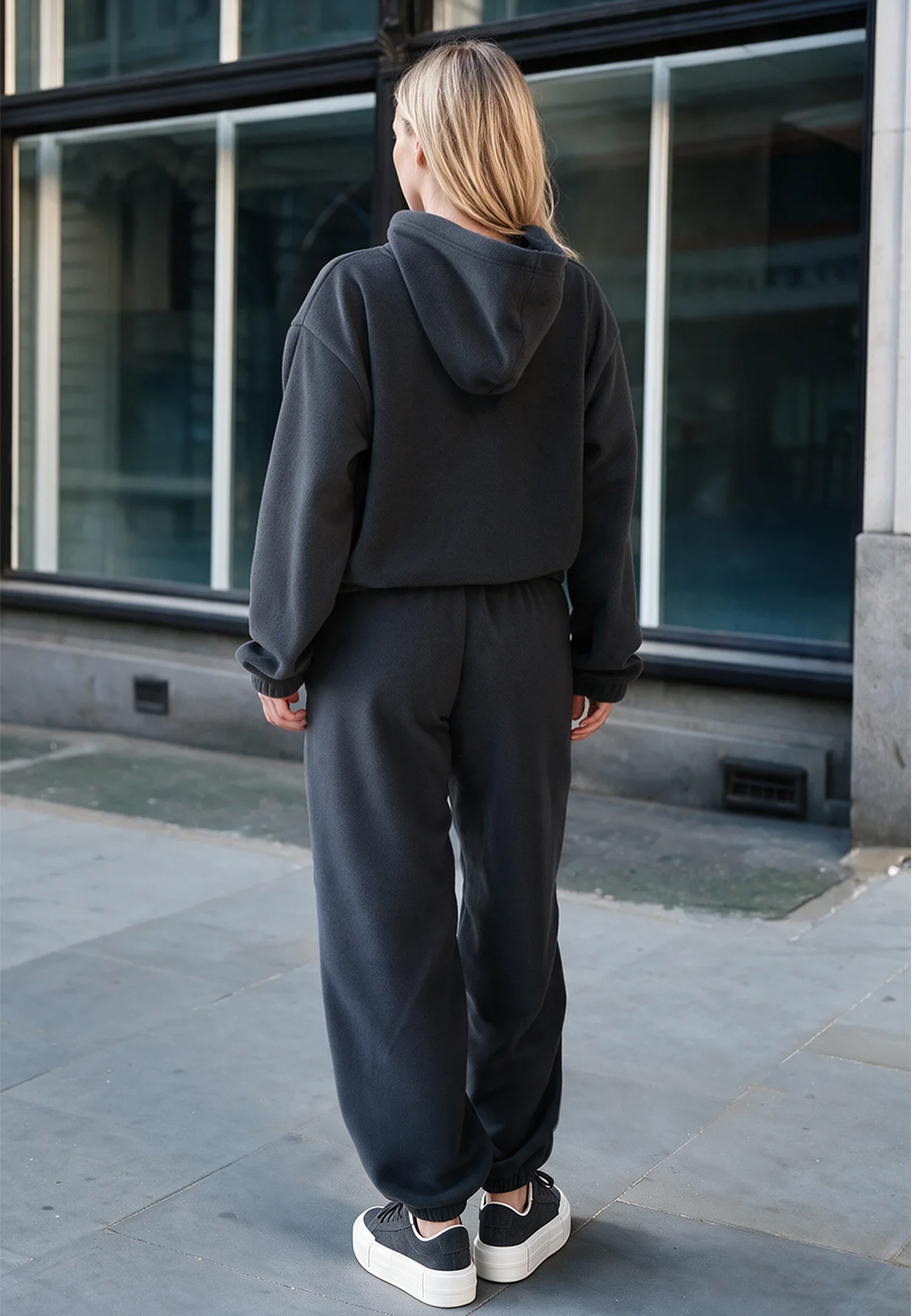 Dres Staff zip logo dark gray oversize fleece