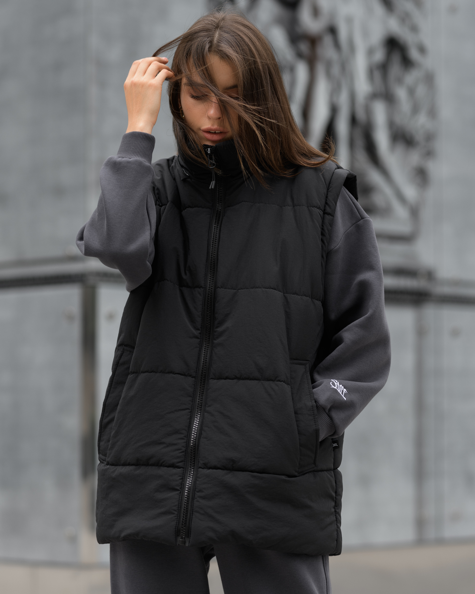 Damska kurtka zimowa Staff swe black oversize