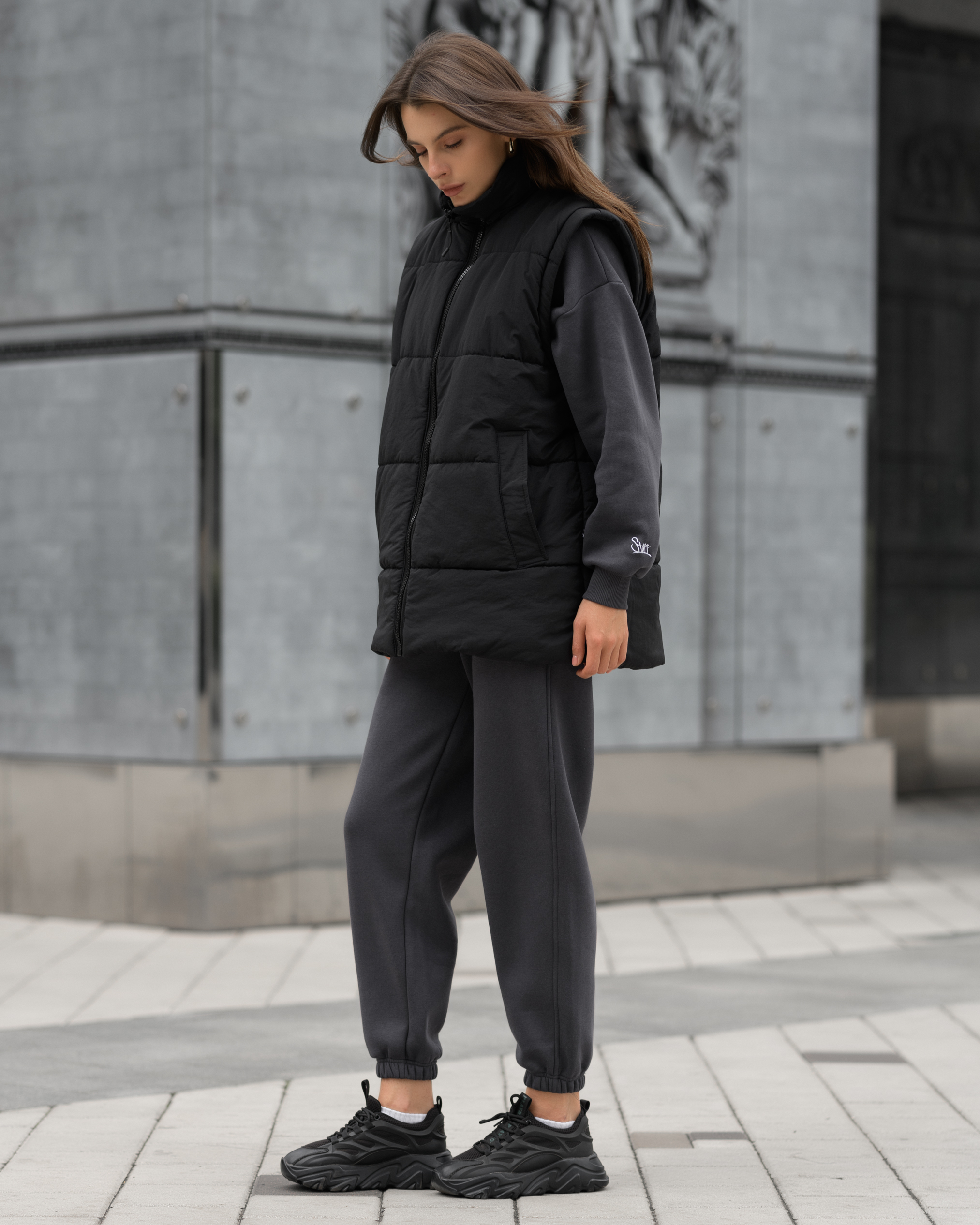 Damska kurtka zimowa Staff swe black oversize