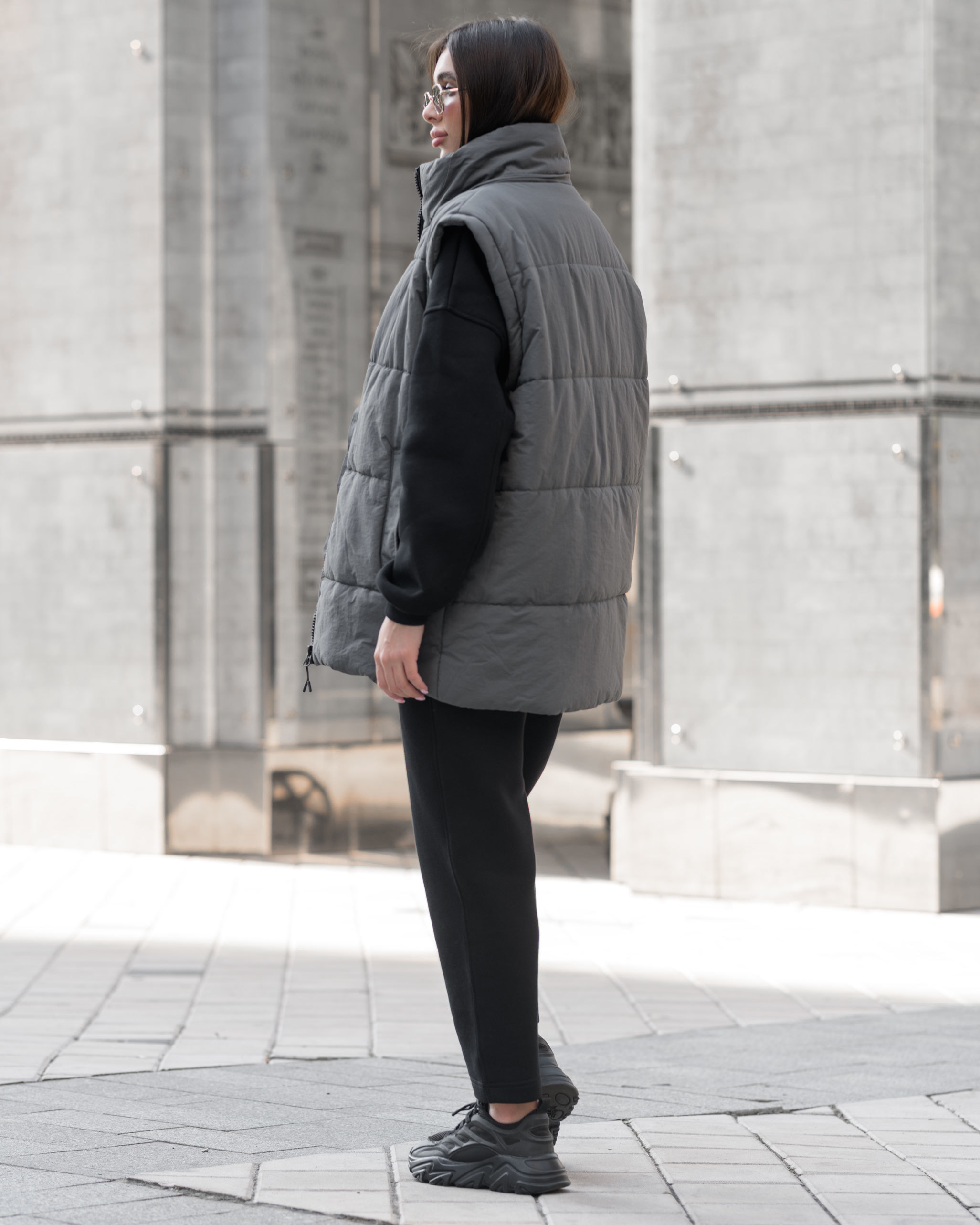 Damska kurtka zimowa Staff swe gray oversize