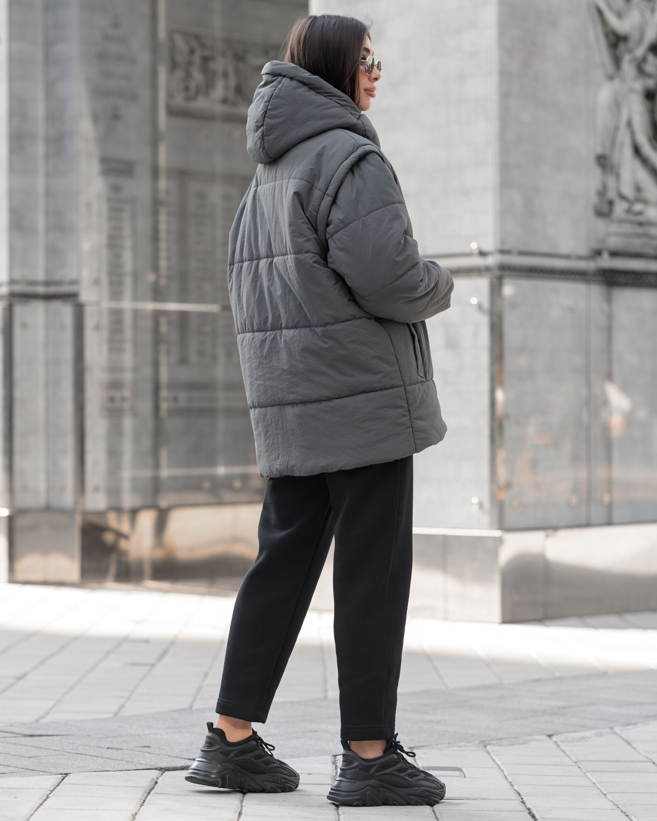 Damska kurtka zimowa Staff swe gray oversize