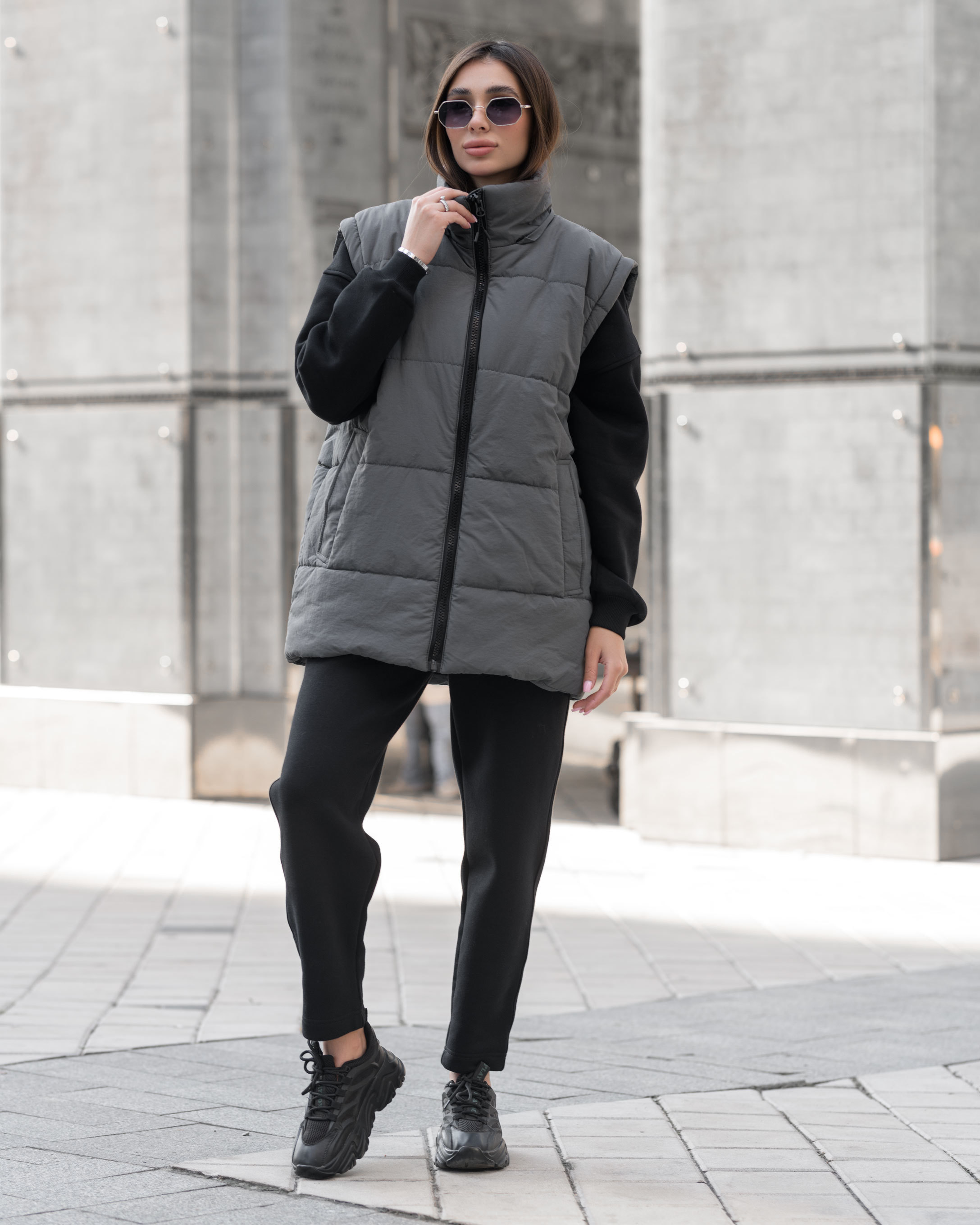 Damska kurtka zimowa Staff swe gray oversize