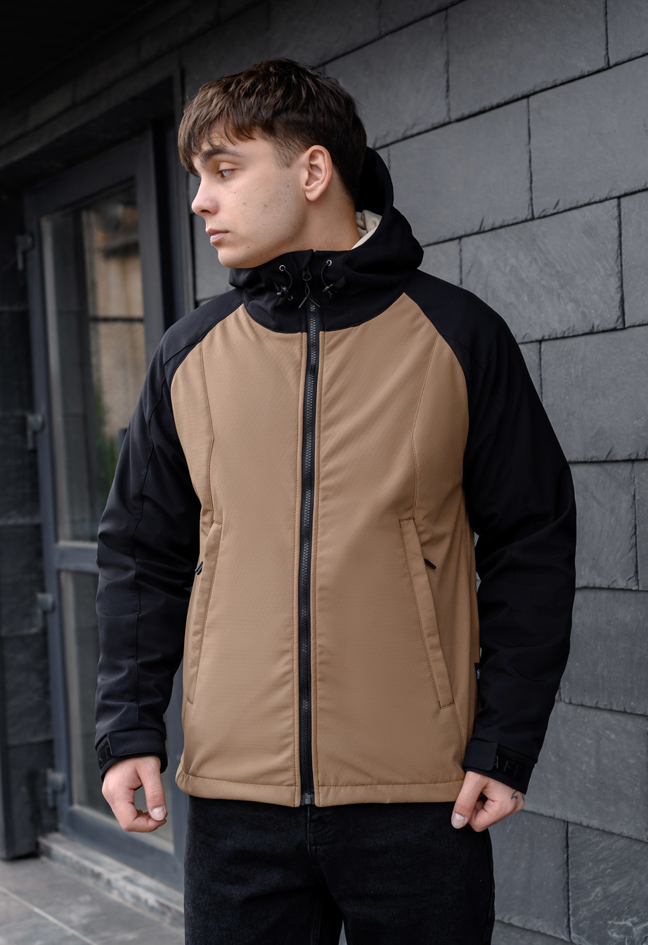 Kurtka Staff soft shell ob beige & black