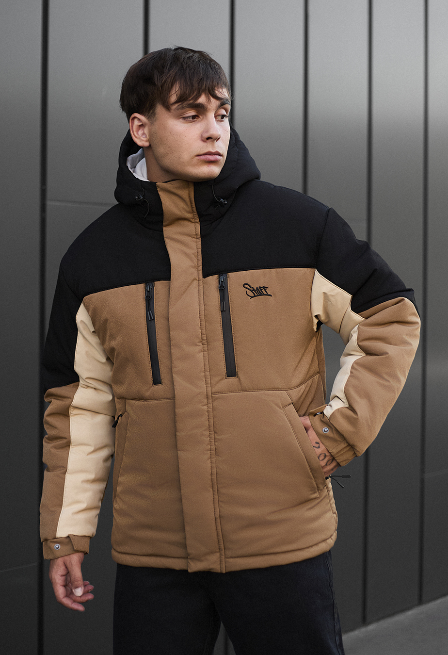 Kurtka zimowa Staff no beige & black