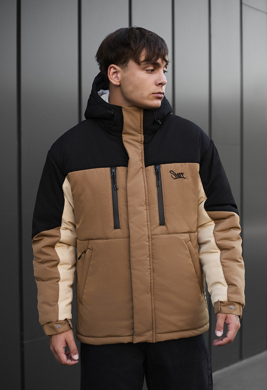 Kurtka zimowa Staff no beige & black
