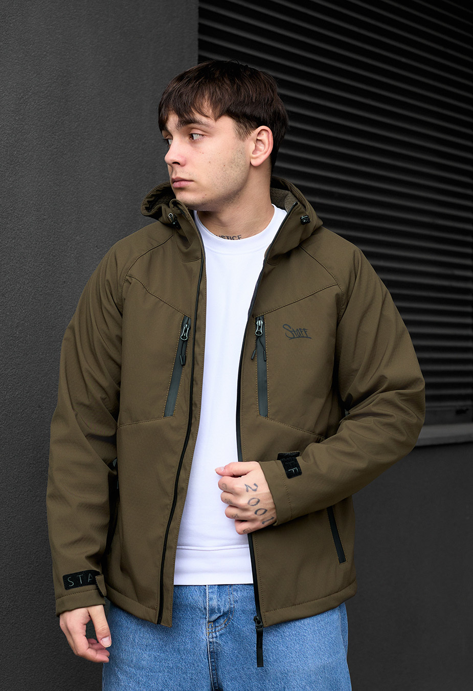 Kurtka soft shell Staff nexu dark khaki logo