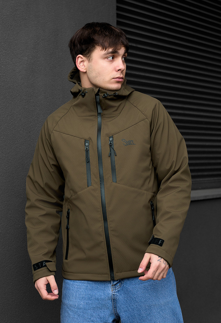 Kurtka soft shell Staff nexu dark khaki logo