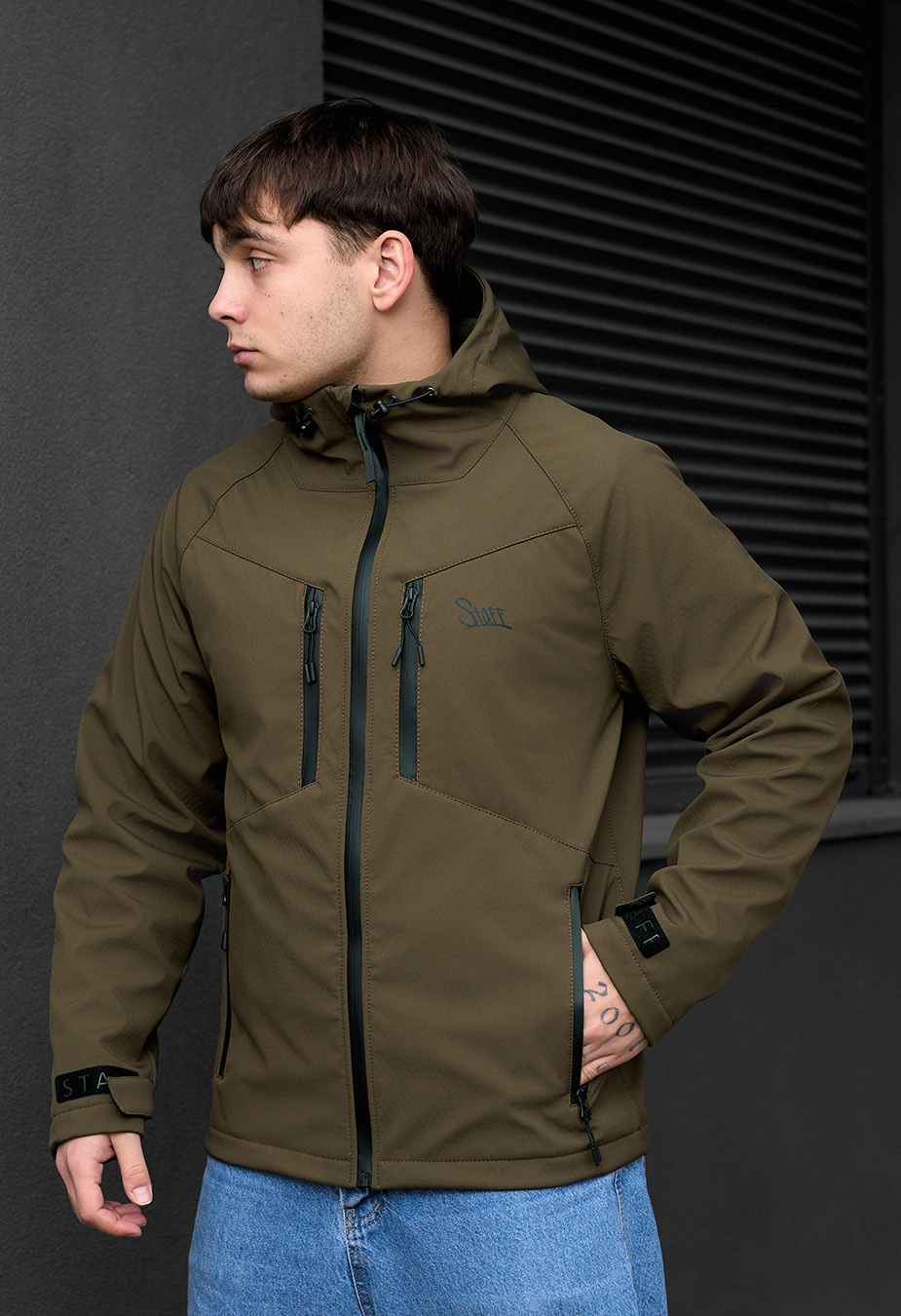 Kurtka soft shell Staff nexu dark khaki logo