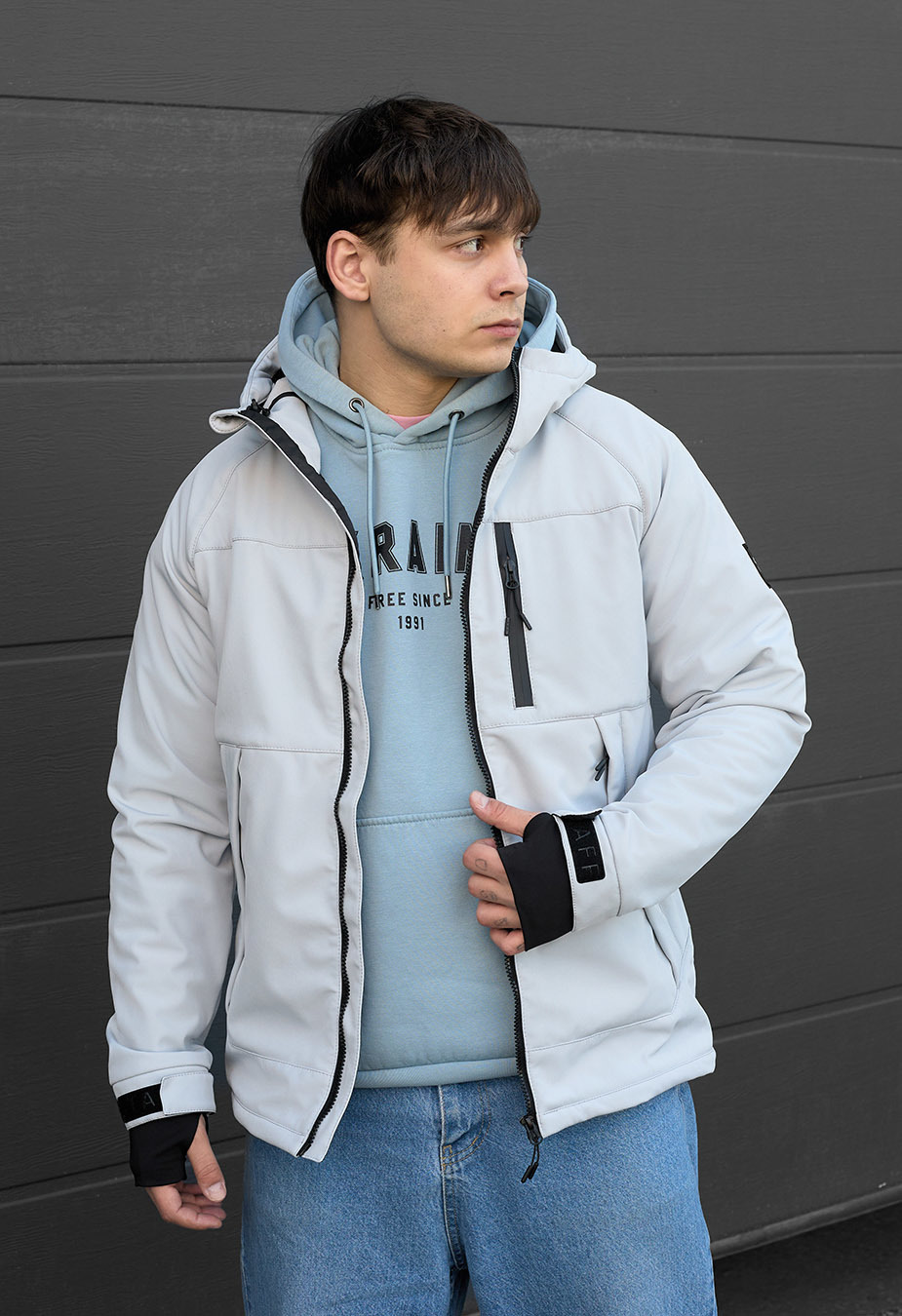 Kurtka Staff soft shell lokk light gray