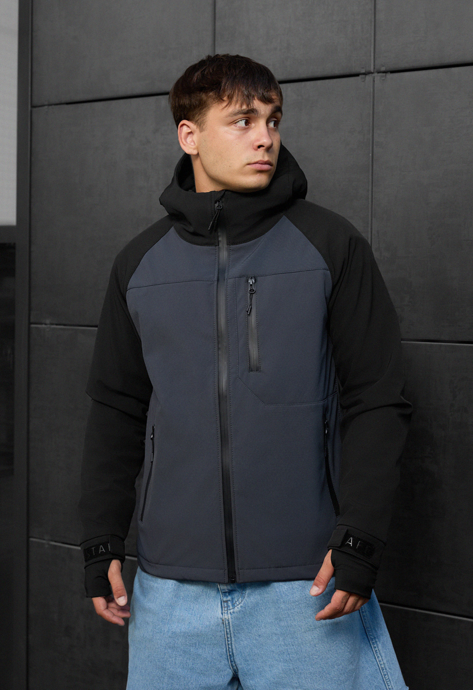 Kurtka Staff mei soft shell dark gray & black