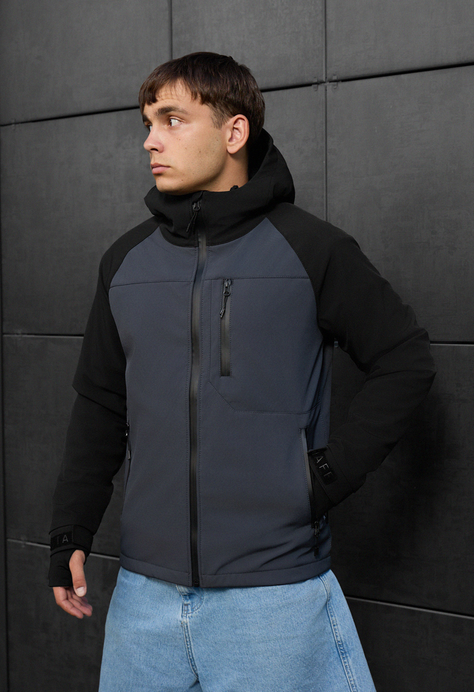 Kurtka Staff mei soft shell dark gray & black
