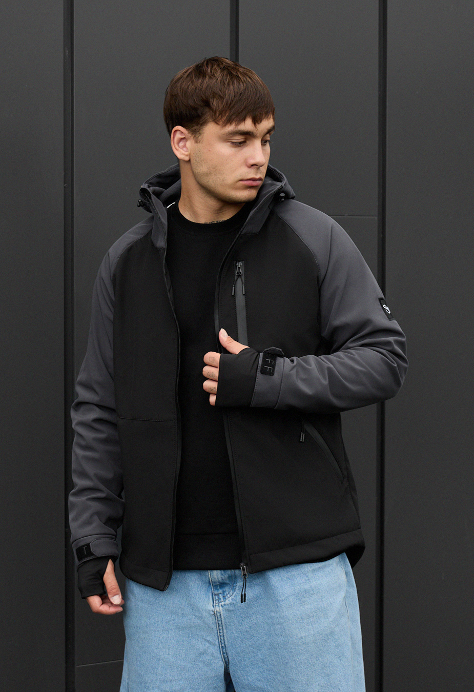 Kurtka Staff bu soft shell dark gray & black
