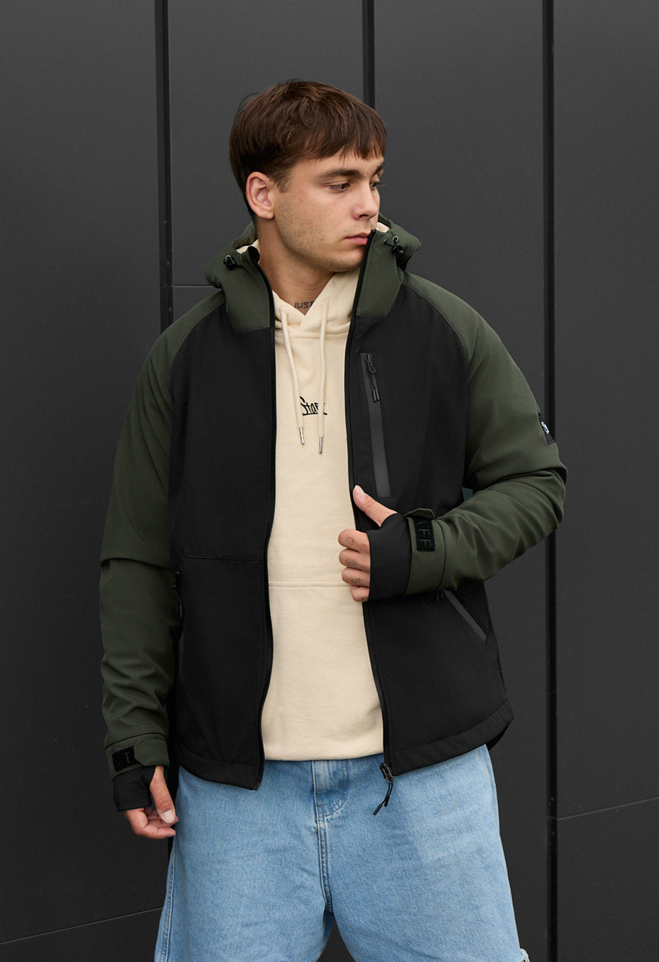 Kurtka Staff bu soft shell khaki & black