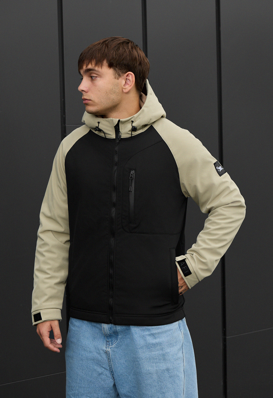 Kurtka soft shell Staff re black & light olive