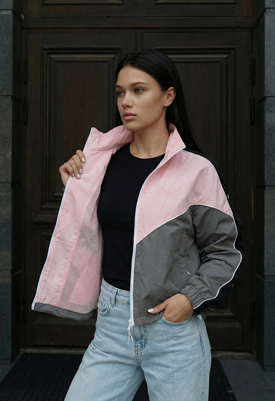 Wiatrówka Staff sh pink & gray