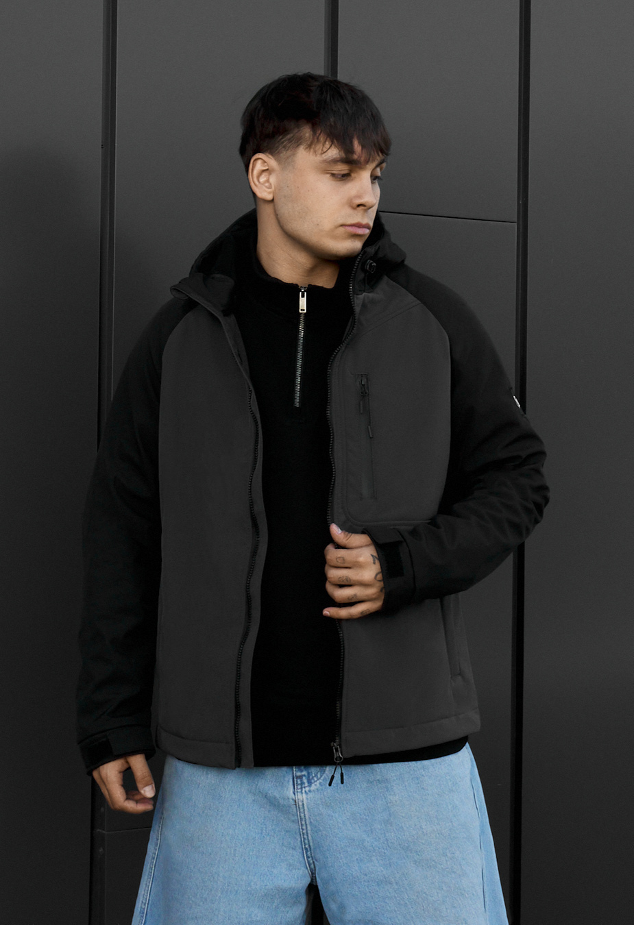 Kurtka soft shell Staff re black & dark gray