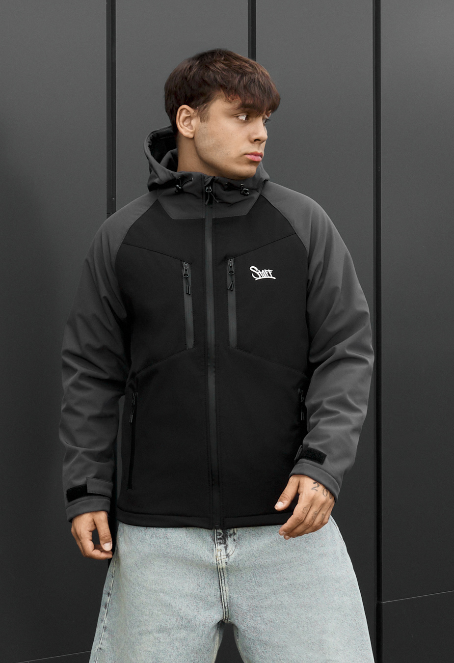 Kurtka soft shell Staff nu gray & black reflective