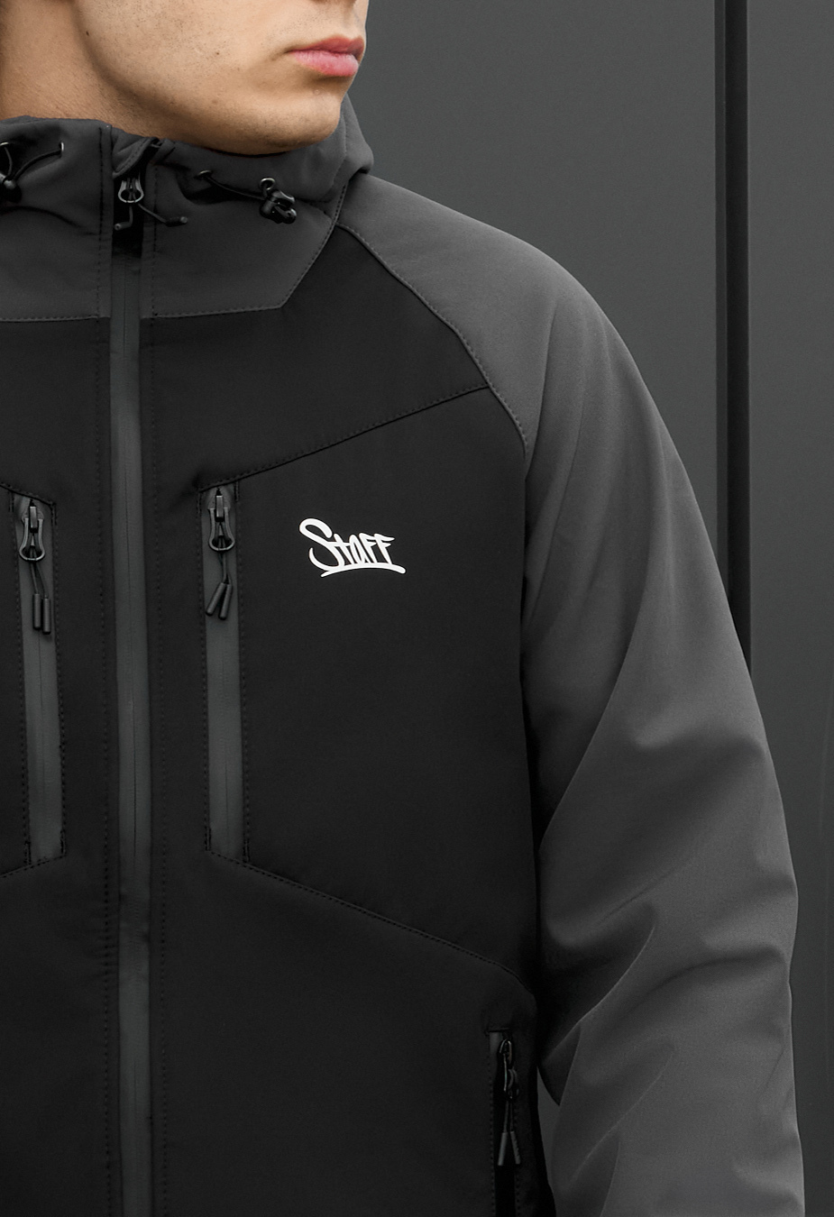 Kurtka soft shell Staff nu gray & black reflective
